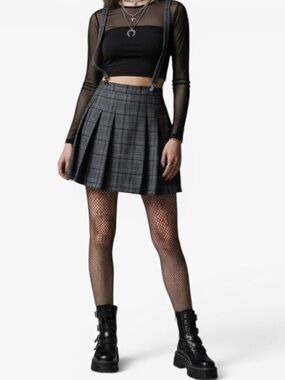 Hot Topic Y2K Plaid Skirt with Suspenders